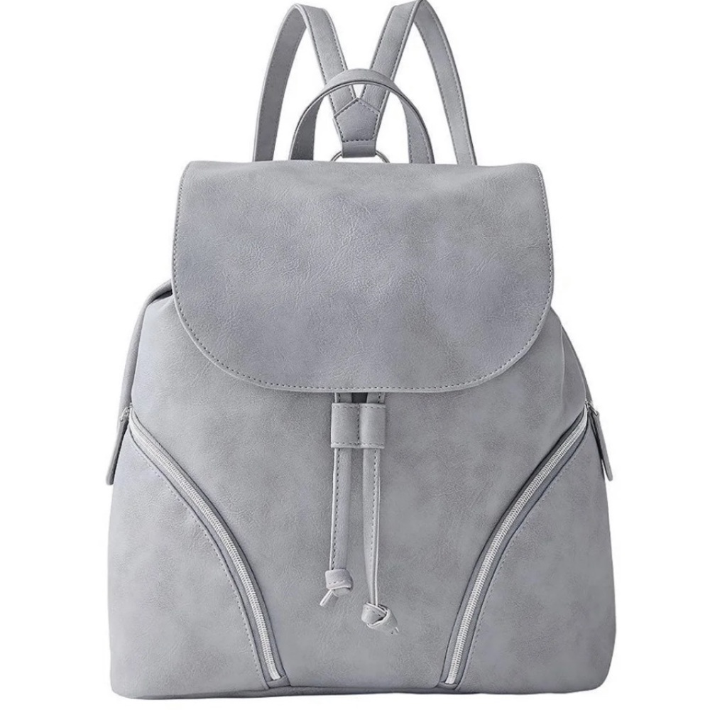 Ulta Grey Faux Leather Backpack